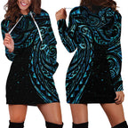 New Zealand Tribal Tattoo Hoodie Dress With Matariki Art
