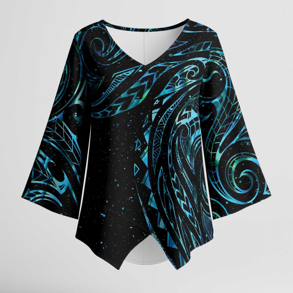 New Zealand Matariki Kimono Sleeve Blouse Galaxy Maori Tribal Tattoo - Aussie Hoodie