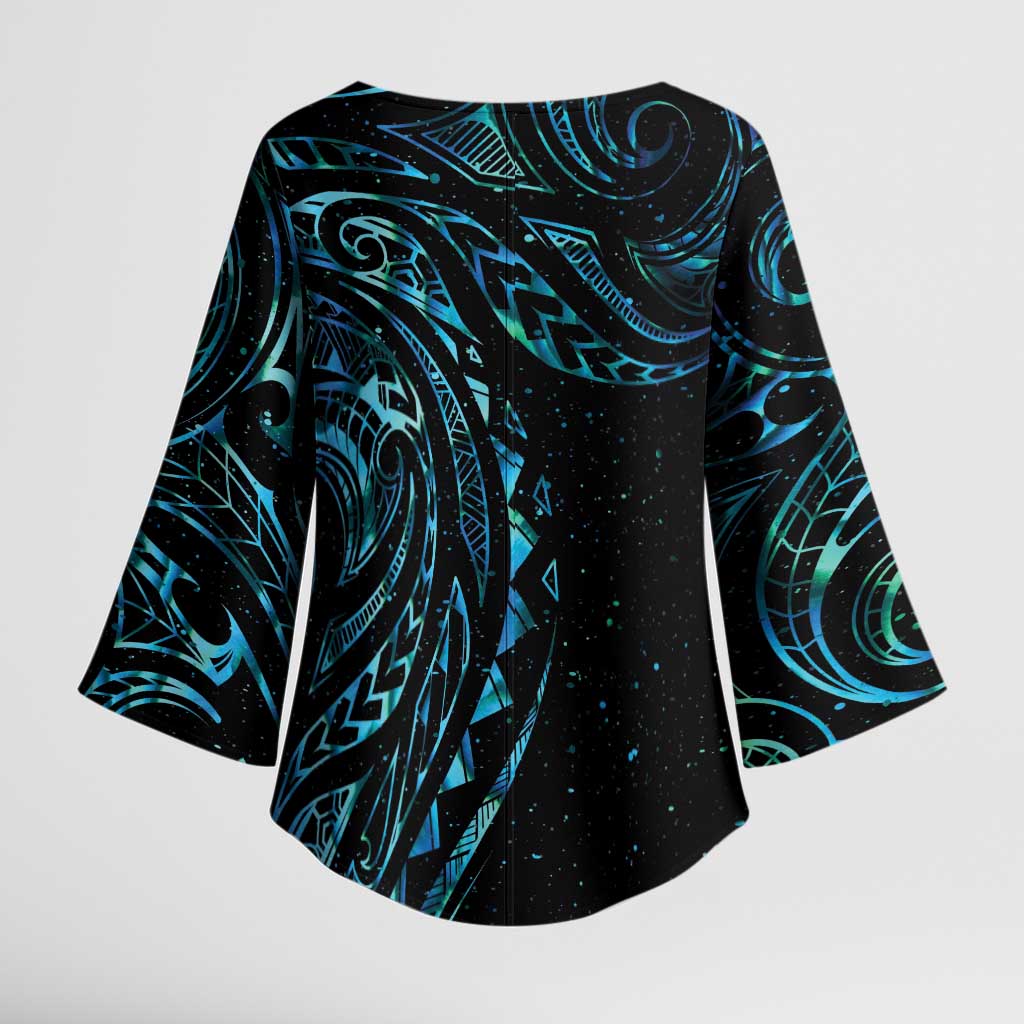 New Zealand Matariki Kimono Sleeve Blouse Galaxy Maori Tribal Tattoo - Aussie Hoodie