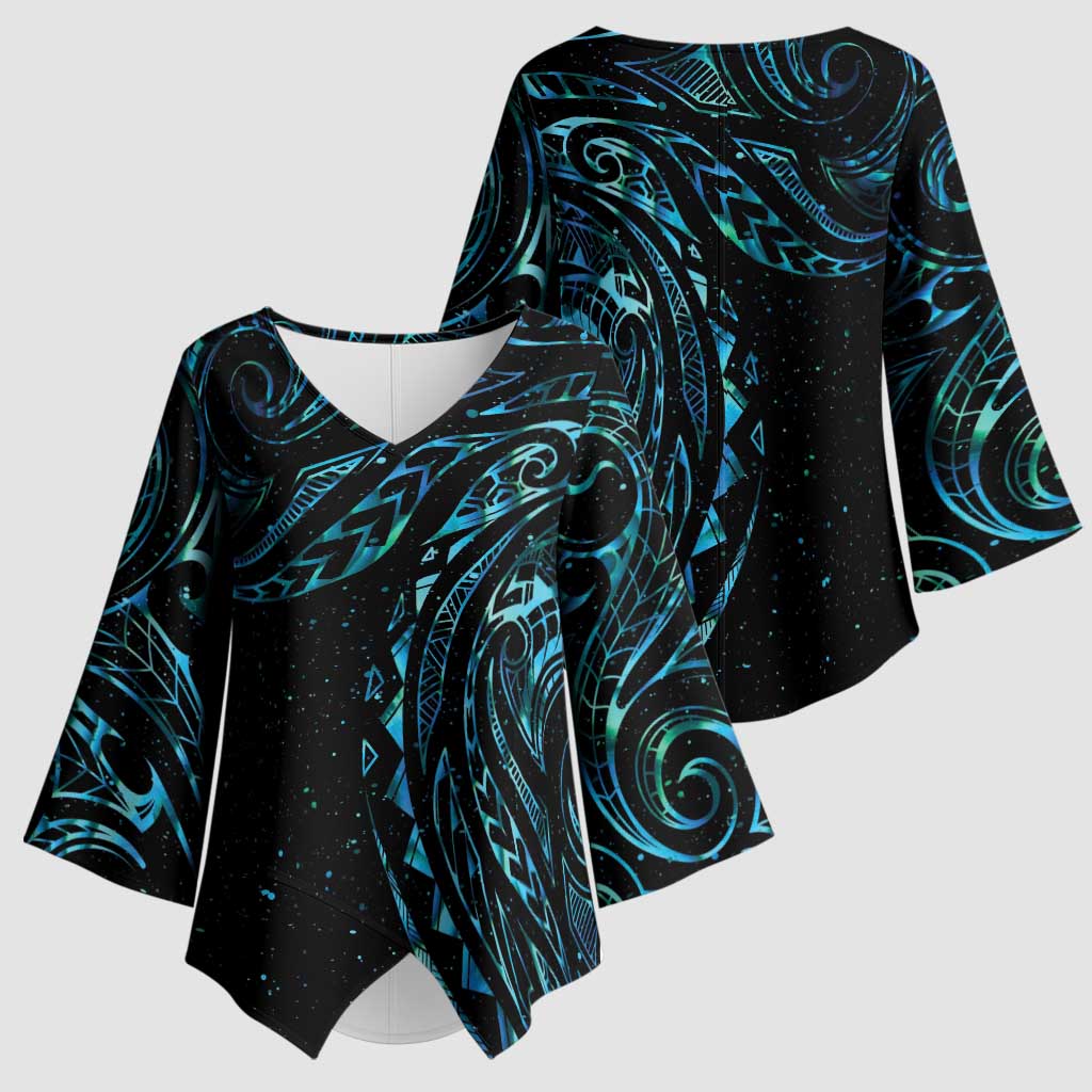 New Zealand Matariki Kimono Sleeve Blouse Galaxy Maori Tribal Tattoo - Aussie Hoodie