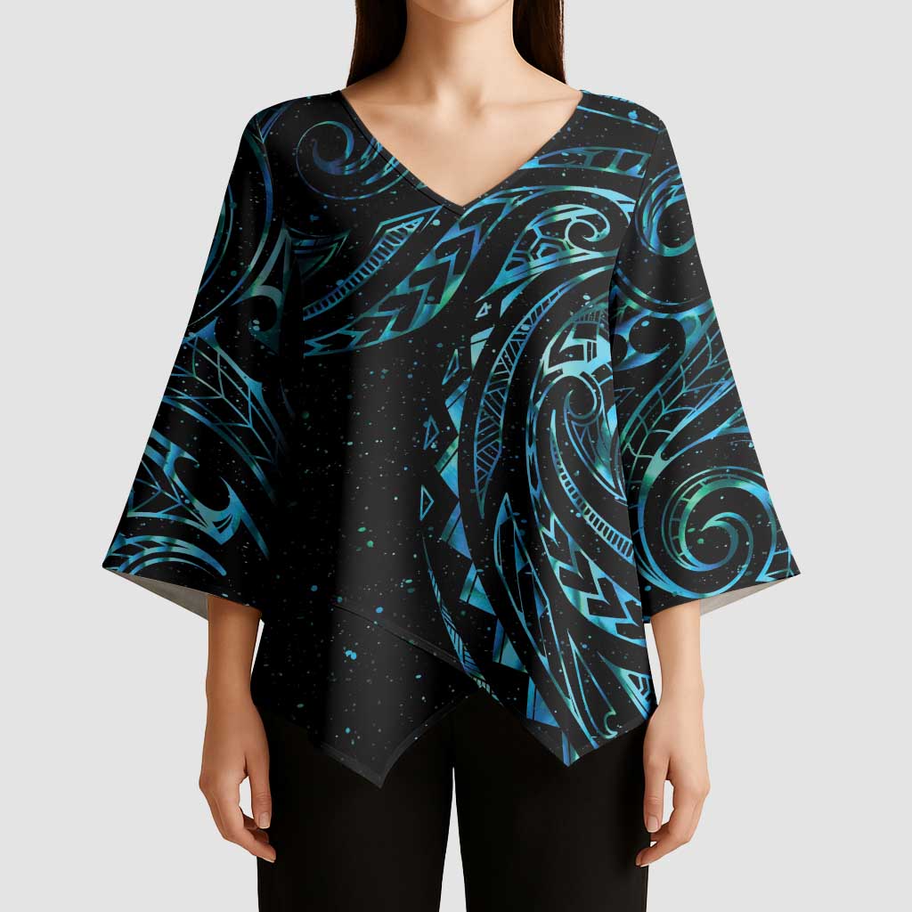 New Zealand Matariki Kimono Sleeve Blouse Galaxy Maori Tribal Tattoo - Aussie Hoodie