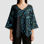 New Zealand Matariki Kimono Sleeve Blouse Galaxy Maori Tribal Tattoo - Aussie Hoodie