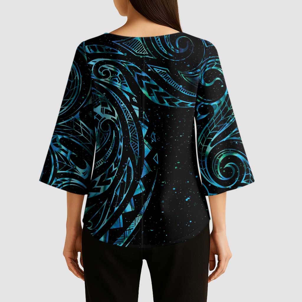 New Zealand Matariki Kimono Sleeve Blouse Galaxy Maori Tribal Tattoo - Aussie Hoodie