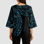 New Zealand Matariki Kimono Sleeve Blouse Galaxy Maori Tribal Tattoo - Aussie Hoodie