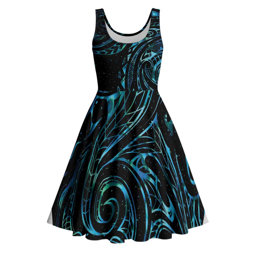 New Zealand Matariki Midi Dress Galaxy Maori Tribal Tattoo - Aussie Hoodie