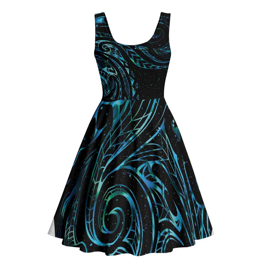 New Zealand Matariki Midi Dress Galaxy Maori Tribal Tattoo - Aussie Hoodie