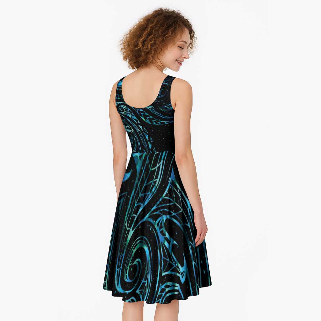 New Zealand Matariki Midi Dress Galaxy Maori Tribal Tattoo - Aussie Hoodie