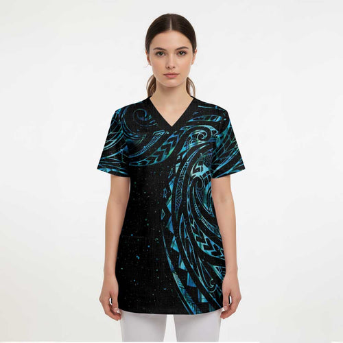 New Zealand Matariki Scrub Top Galaxy Maori Tribal Tattoo - Aussie Hoodie