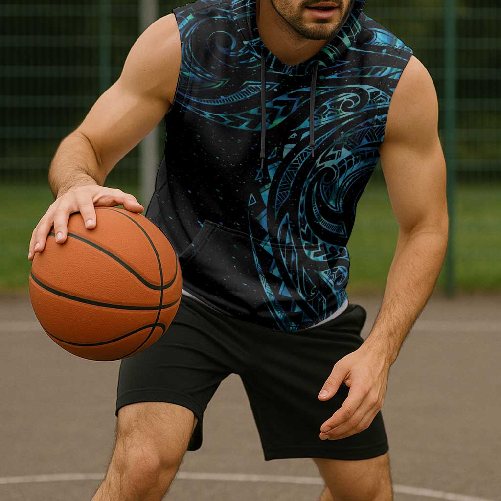 New Zealand Matariki Sleeveless Hoodie Galaxy Maori Tribal Tattoo - Aussie Hoodie