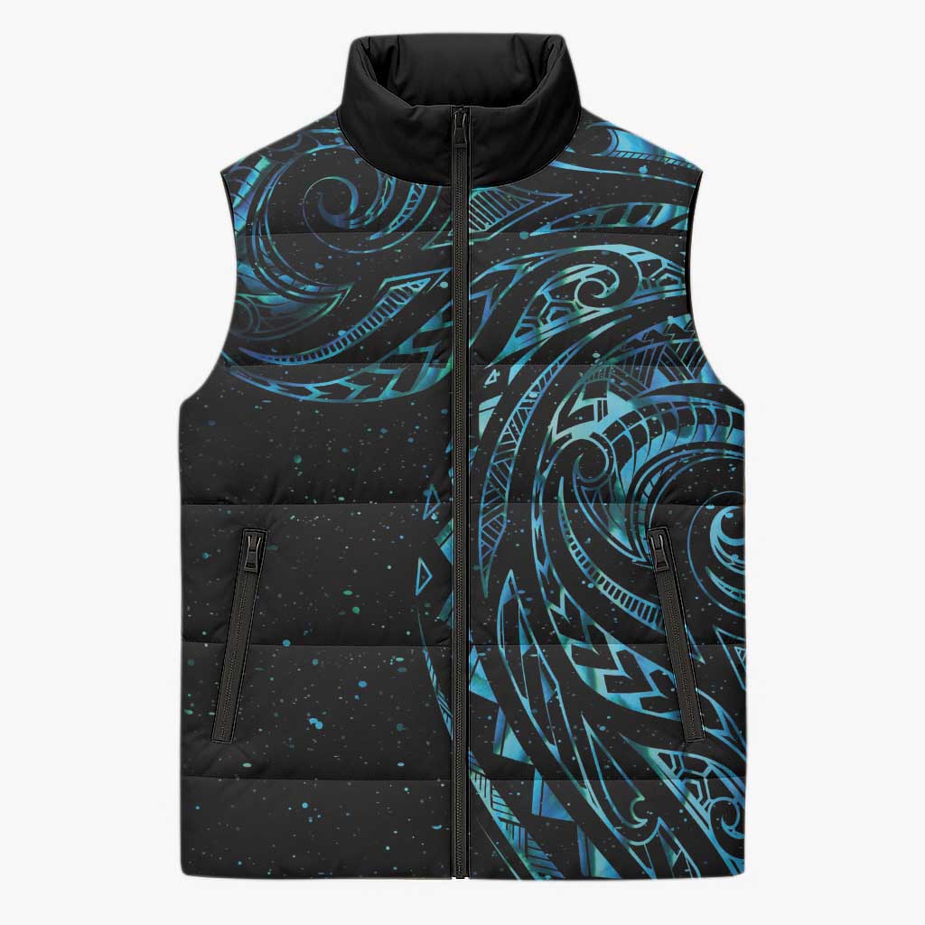 New Zealand Matariki Sleeveless Puffer Jacket Galaxy Maori Tribal Tattoo - Aussie Hoodie
