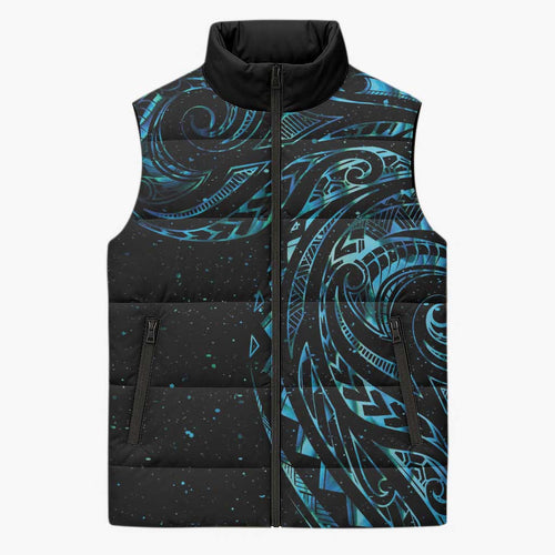 New Zealand Matariki Sleeveless Puffer Jacket Galaxy Maori Tribal Tattoo - Aussie Hoodie