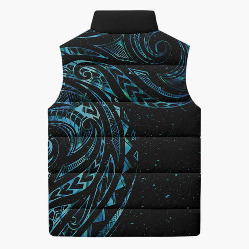 New Zealand Matariki Sleeveless Puffer Jacket Galaxy Maori Tribal Tattoo - Aussie Hoodie