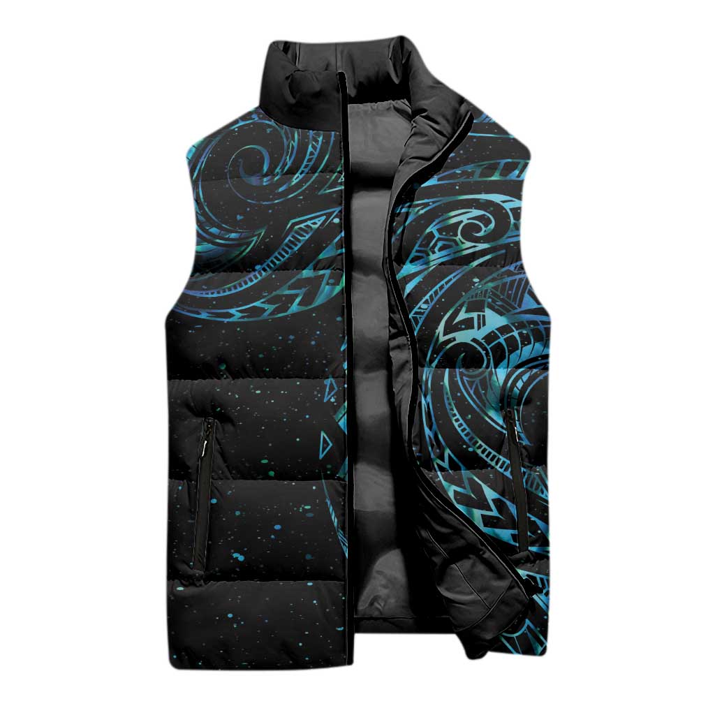 New Zealand Matariki Sleeveless Puffer Jacket Galaxy Maori Tribal Tattoo - Aussie Hoodie