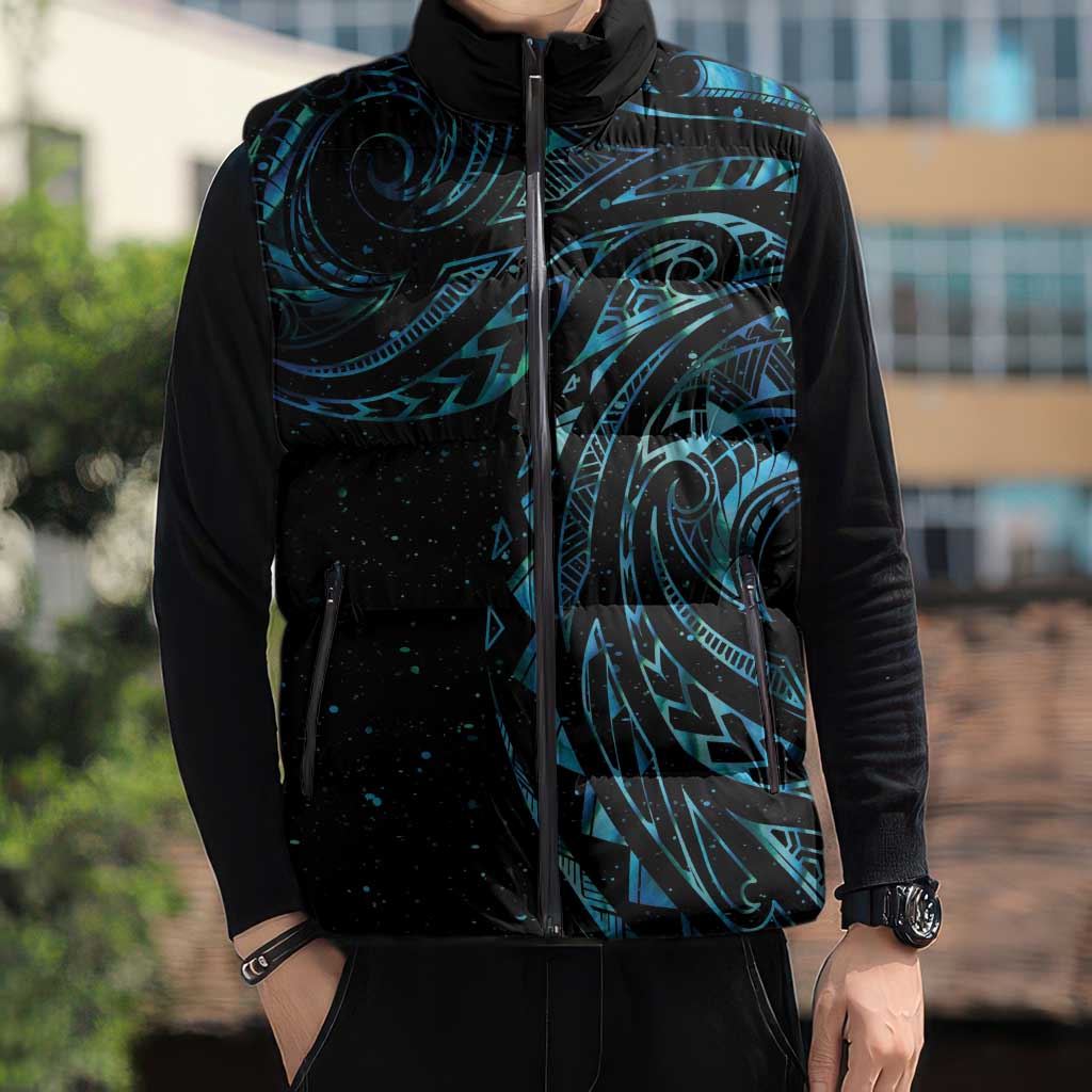 New Zealand Matariki Sleeveless Puffer Jacket Galaxy Maori Tribal Tattoo - Aussie Hoodie