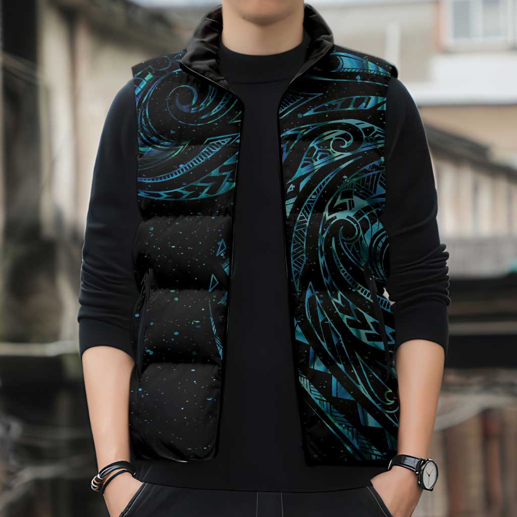 New Zealand Matariki Sleeveless Puffer Jacket Galaxy Maori Tribal Tattoo - Aussie Hoodie