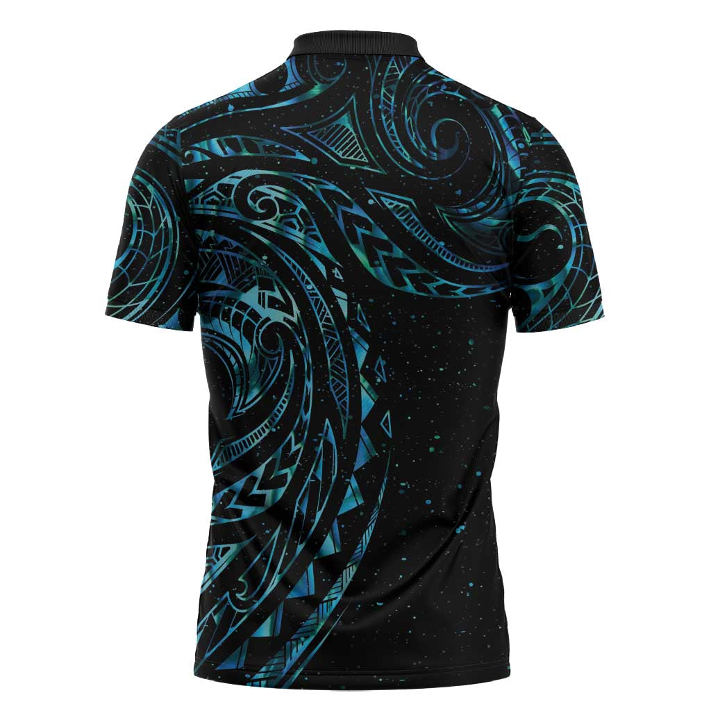 New Zealand Matariki Zipper Polo Shirt Galaxy Maori Tribal Tattoo - Aussie Hoodie
