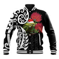 New Zealand Kakapo Christmas Baseball Jacket Meri Kirihimete Pohutukawa Flowers