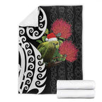 New Zealand Kakapo Christmas Blanket Meri Kirihimete Pohutukawa Flowers