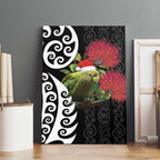 New Zealand Kakapo Christmas Canvas Wall Art Meri Kirihimete Pohutukawa Flowers