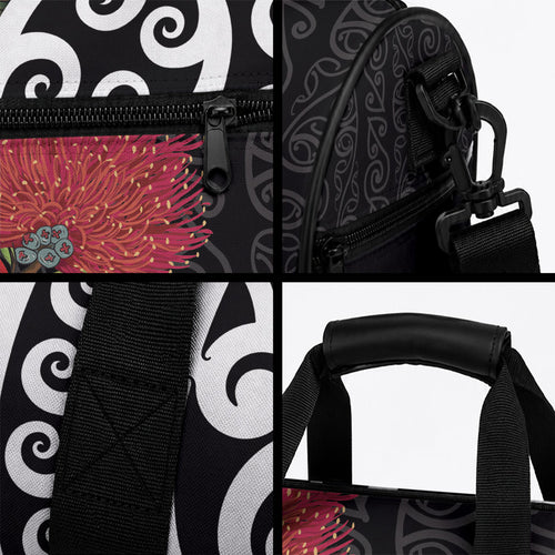 New Zealand Kakapo Christmas Duffle Bag Meri Kirihimete Pohutukawa Flowers