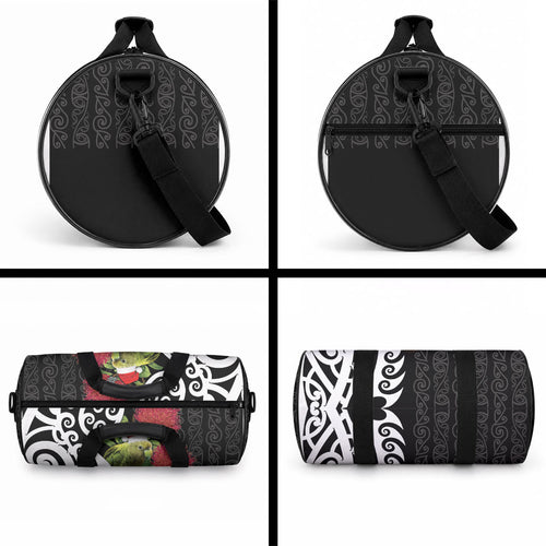 New Zealand Kakapo Christmas Duffle Bag Meri Kirihimete Pohutukawa Flowers