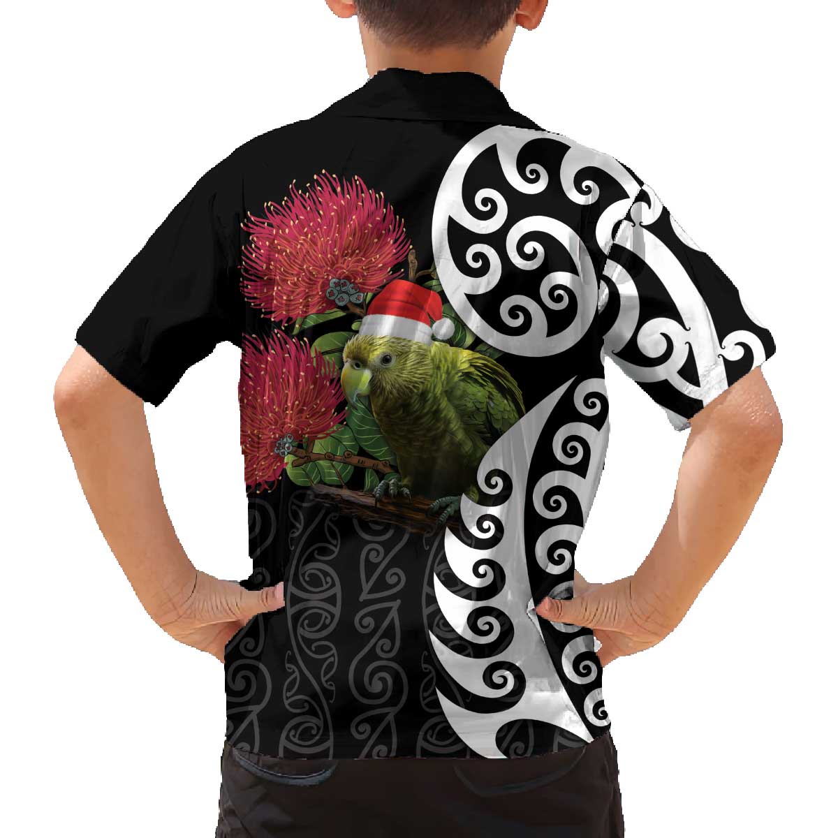 New Zealand Kakapo Christmas Family Matching Off The Shoulder Long Sleeve Dress and Hawaiian Shirt Meri Kirihimete Pohutukawa Flowers