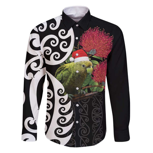 New Zealand Kakapo Christmas Family Matching Off The Shoulder Long Sleeve Dress and Hawaiian Shirt Meri Kirihimete Pohutukawa Flowers