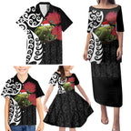 New Zealand Kakapo Christmas Family Matching Puletasi and Hawaiian Shirt Meri Kirihimete Pohutukawa Flowers