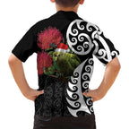 New Zealand Kakapo Christmas Family Matching Tank Maxi Dress and Hawaiian Shirt Meri Kirihimete Pohutukawa Flowers