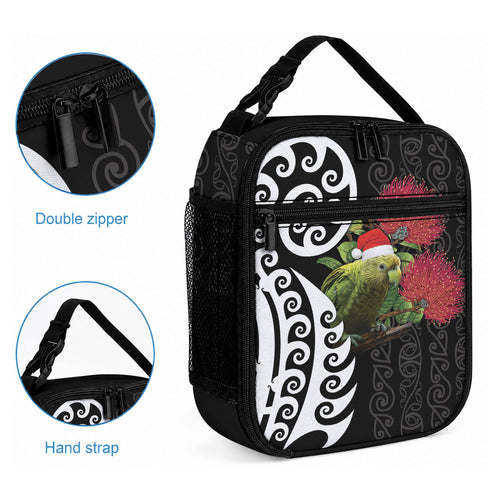 New Zealand Kakapo Christmas Lunch Bag Meri Kirihimete Pohutukawa Flowers