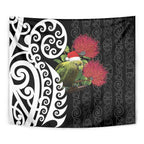 New Zealand Kakapo Christmas Tapestry Meri Kirihimete Pohutukawa Flowers
