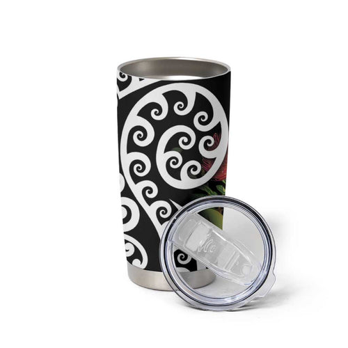 New Zealand Kakapo Christmas Tumbler Cup Meri Kirihimete Pohutukawa Flowers