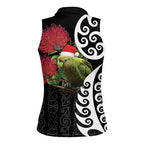 New Zealand Kakapo Christmas Women Sleeveless Polo Shirt Meri Kirihimete Pohutukawa Flowers