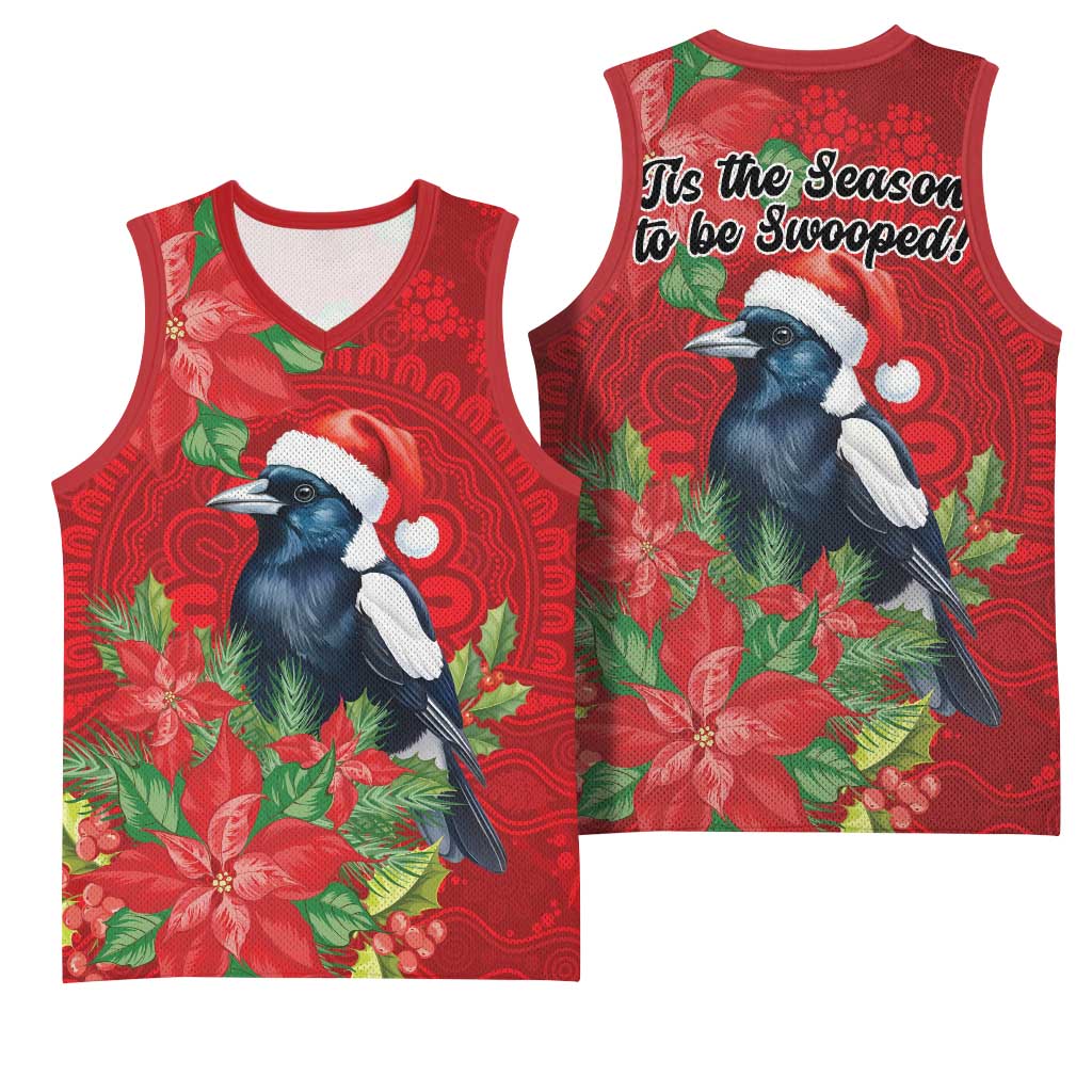 Australian Magpie Basketball Jersey Aboriginal Inspired Christmas - Aussie Hoodie