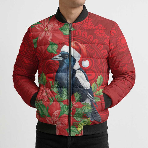 Australian Magpie Bomber Puffer Jacket Aboriginal Inspired Christmas - Aussie Hoodie