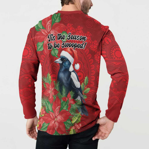 Australian Magpie Button Sweatshirt Aboriginal Inspired Christmas - Aussie Hoodie