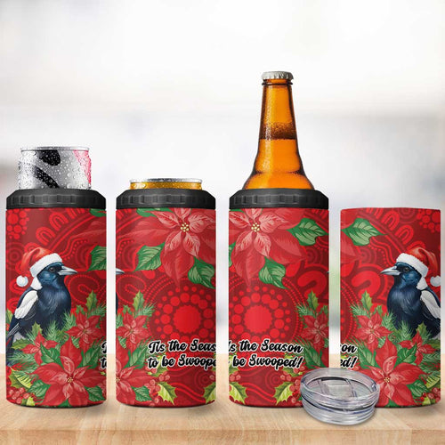 Australian Magpie 4 in 1 Can Cooler Tumbler Aboriginal Inspired Christmas - Aussie Hoodie