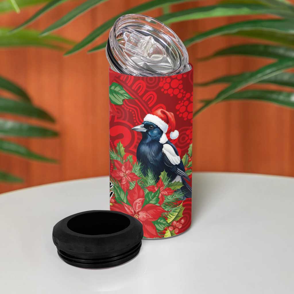 Australian Magpie 4 in 1 Can Cooler Tumbler Aboriginal Inspired Christmas - Aussie Hoodie