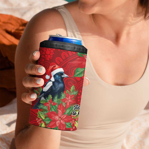 Australian Magpie 4 in 1 Can Cooler Tumbler Aboriginal Inspired Christmas - Aussie Hoodie
