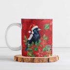 Australian Magpie Ceramic Mug Aboriginal Inspired Christmas - Aussie Hoodie