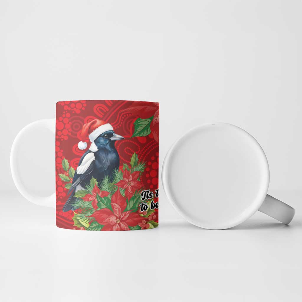 Australian Magpie Ceramic Mug Aboriginal Inspired Christmas - Aussie Hoodie