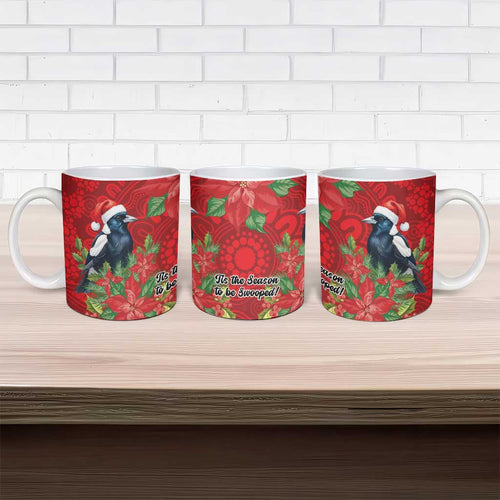 Australian Magpie Ceramic Mug Aboriginal Inspired Christmas - Aussie Hoodie