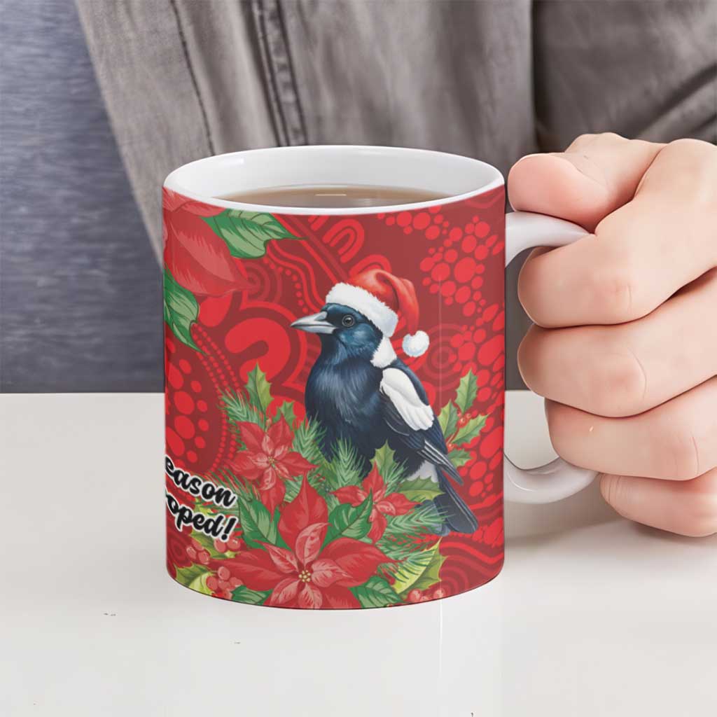 Australian Magpie Ceramic Mug Aboriginal Inspired Christmas - Aussie Hoodie