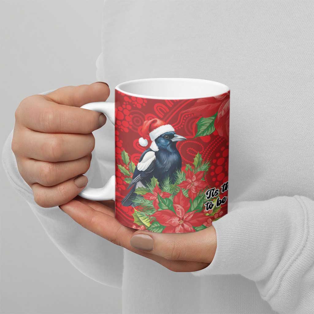 Australian Magpie Ceramic Mug Aboriginal Inspired Christmas - Aussie Hoodie