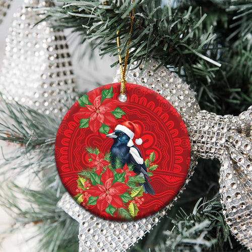 Australian Magpie Ceramic Ornament Aboriginal Inspired Christmas - Aussie Hoodie