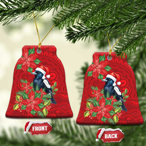 Australian Magpie Ceramic Ornament Aboriginal Inspired Christmas - Aussie Hoodie