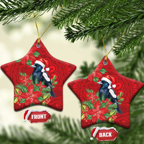 Australian Magpie Ceramic Ornament Aboriginal Inspired Christmas - Aussie Hoodie