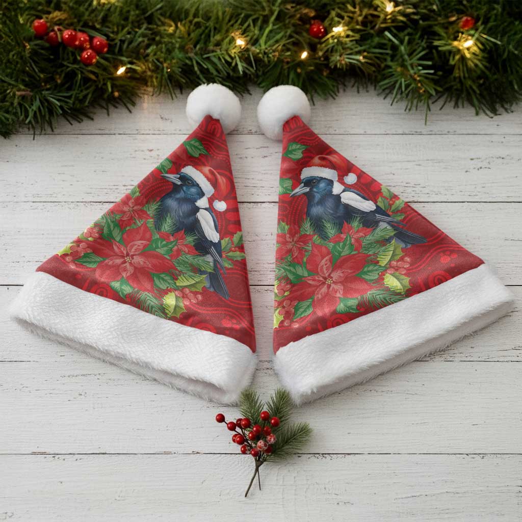 Australian Magpie Christmas Santa Hat Aboriginal Inspired Christmas - Aussie Hoodie
