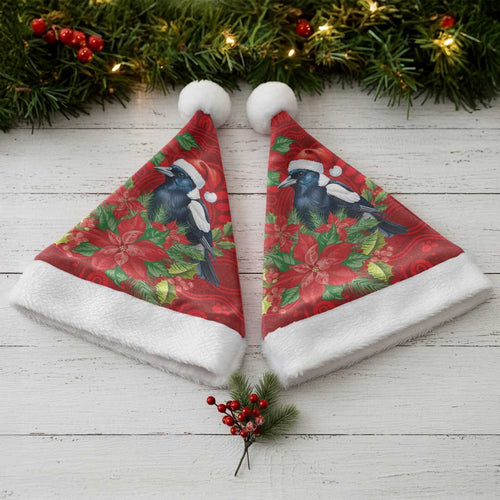 Australian Magpie Christmas Santa Hat Aboriginal Inspired Christmas - Aussie Hoodie
