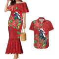 Australian Magpie Couples Matching Mermaid Dress and Hawaiian Shirt Aboriginal Inspired Christmas - Aussie Hoodie
